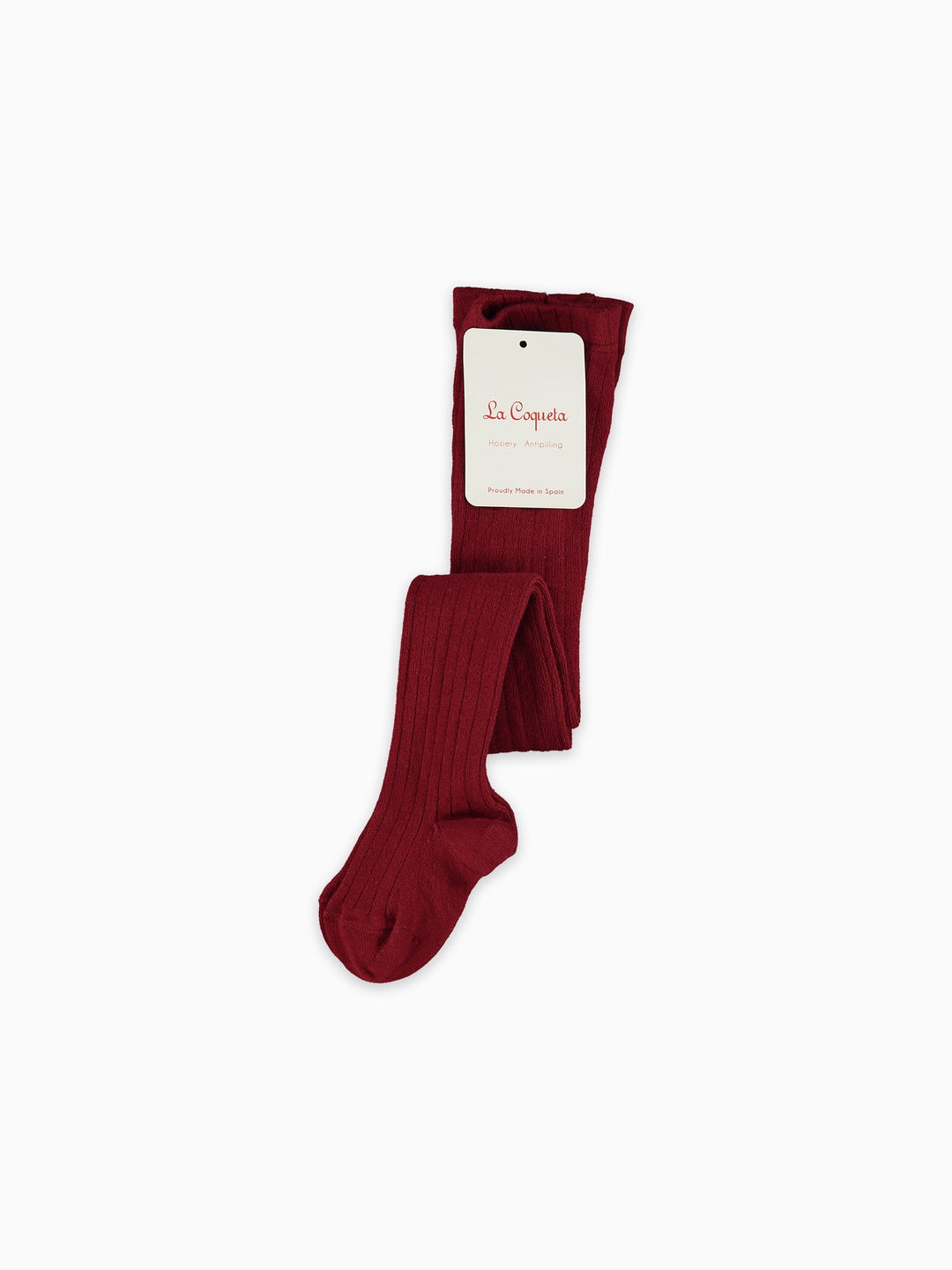 Burgundy Ribbed Kids Tights | La Coqueta Kids UK