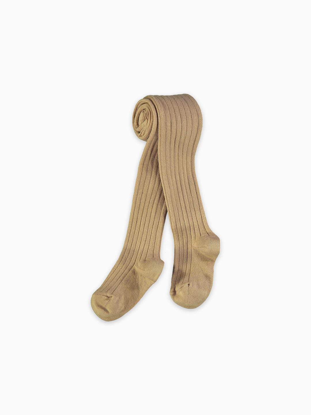 Camel Ribbed Kids Tights | La Coqueta Kids UK