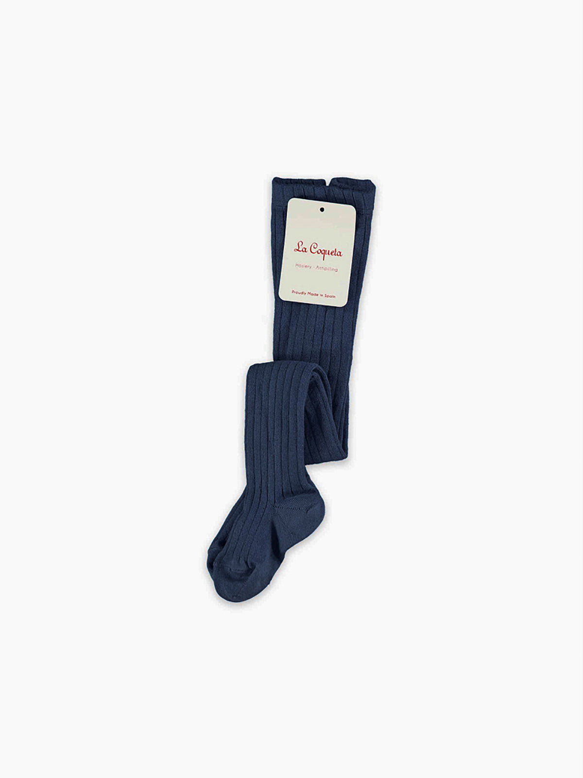 Indigo Ribbed Kids Tights | La Coqueta Kids UK