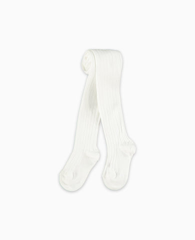 White Ribbed Kids Tights