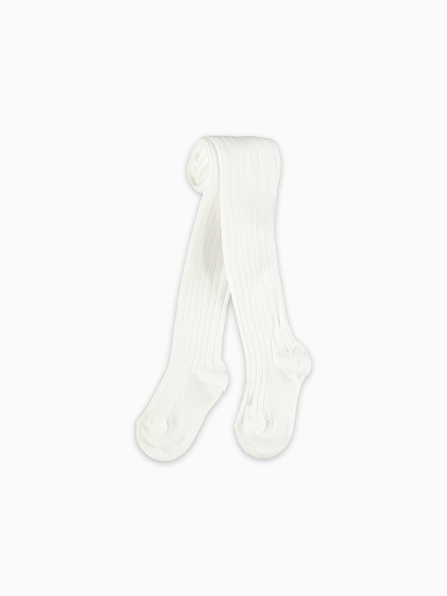 White Ribbed Kids Tights