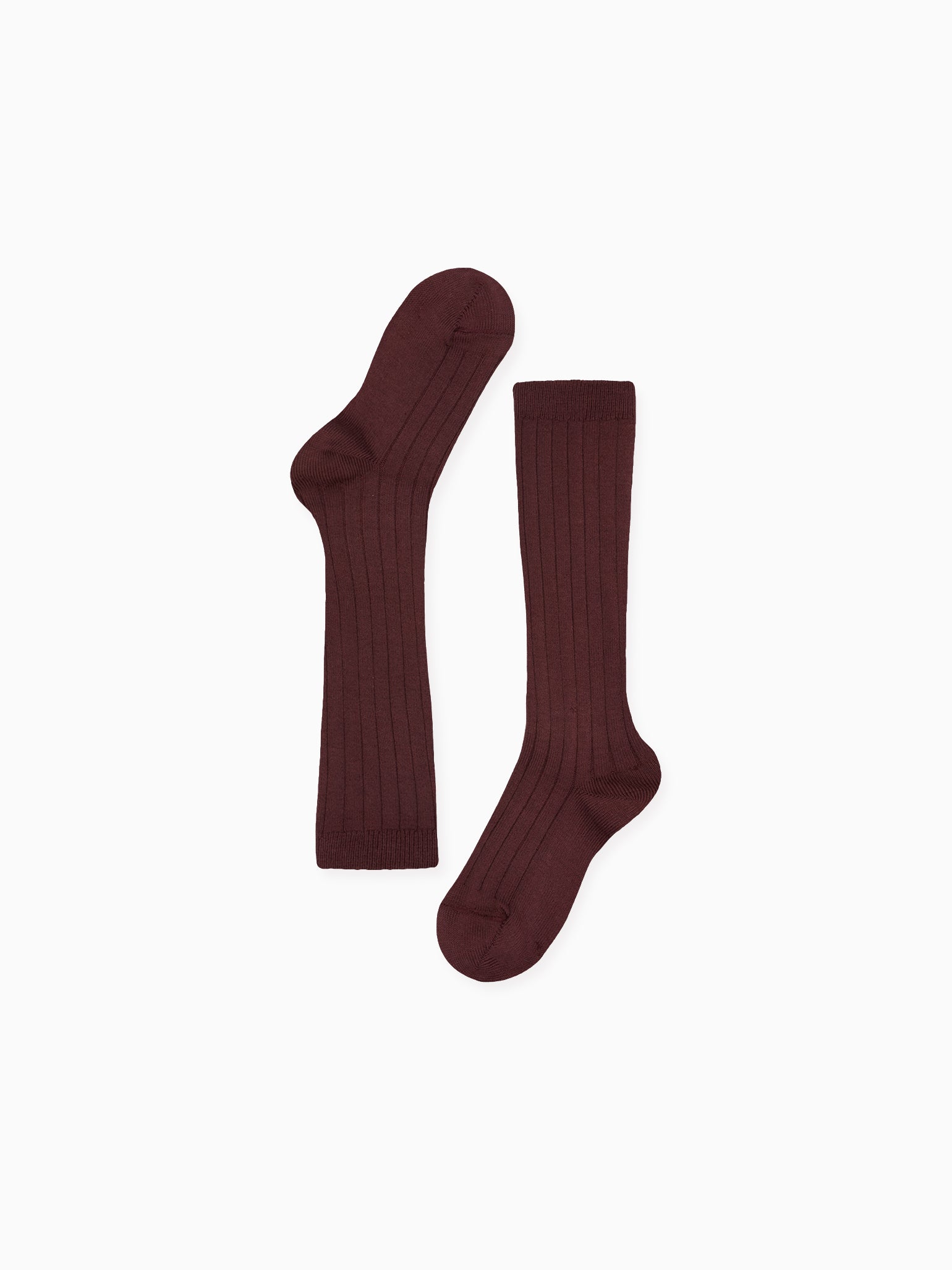 Aubergine Ribbed Knee High Kids Socks