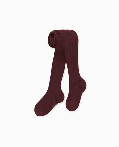Aubergine Ribbed Kids Tights