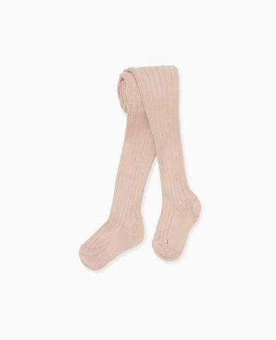 Pale Pink Ribbed Girl Tights