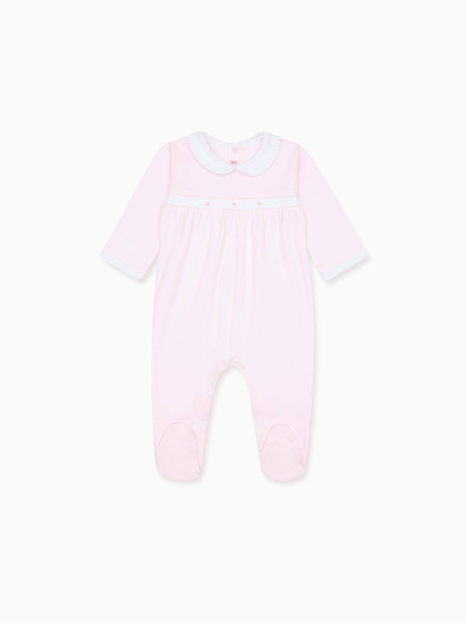 Pink Rosalia Smock Baby Girl Sleepsuit