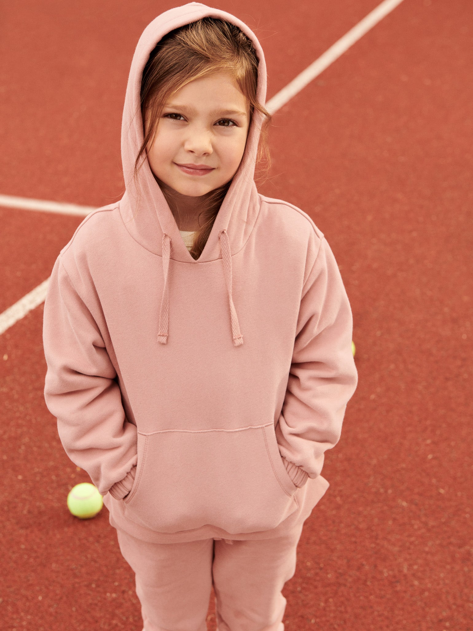 Dusty Pink Serena Hooded Long Sleeve Girl Sweatshirt