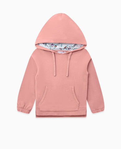 Dusty Pink Serena Hooded Long Sleeve Girl Sweatshirt