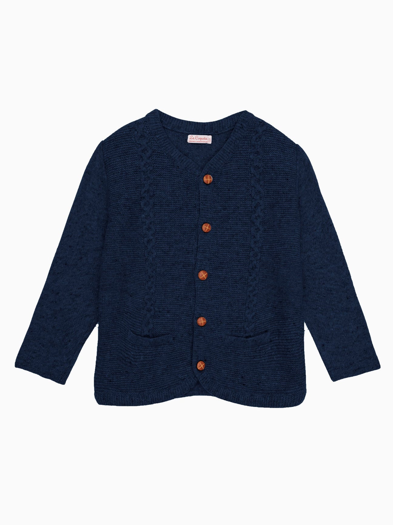 Navy Zas Merino Boy Cardigan La Coqueta Kids